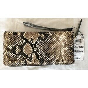 International Concepts Hazell Zip Around Floral Wristlet, Neutral Snake/Gold NWT
